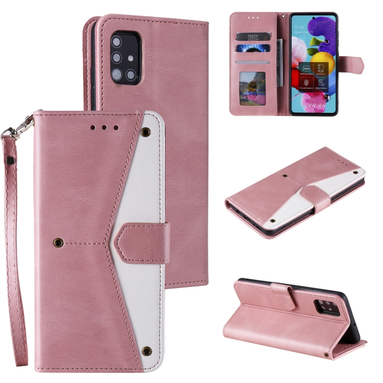 

For Xiaomi Mi 10 Lite 5G Stitching Calf Texture Horizontal Flip Leather Case with Holder & Card Slots & Wallet(Rose Gold)