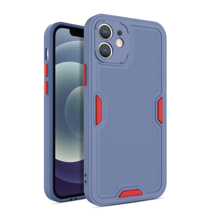 

Contrast-Color Straight Edge Matte TPU Shockproof Case with Sound Converting Hole For iPhone 12 mini(Grey)