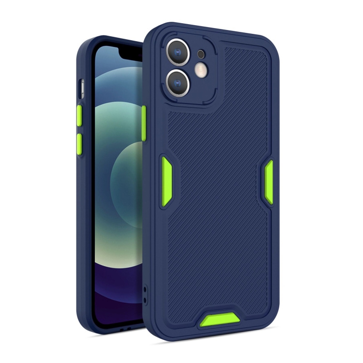 

Contrast-Color Straight Edge Matte TPU Shockproof Case with Sound Converting Hole For iPhone 11 Pro Max(Dark Blue)