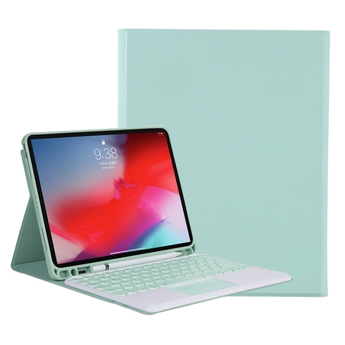 

YT11B-A 2021 Detachable Candy Color Skin Texture Round Keycap Bluetooth Keyboard Leather Case with Touch Control & Pen Slot & Stand For iPad Pro 11 (2021)(Light Green)