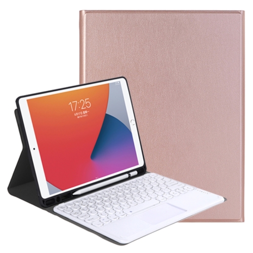 

YA11B-A 2021 Detachable Lambskin Texture Round Keycap Bluetooth Keyboard Leather Case with Touch Control & Pen Slot & Stand For iPad Pro 11 (2021)(Rose Gold)