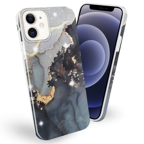 

Frosted Watercolor Marble TPU Protective Case For iPhone 12 mini(Black)