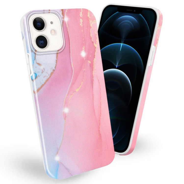 

Frosted Watercolor Marble TPU Protective Case For iPhone 12 Pro Max(Pink)