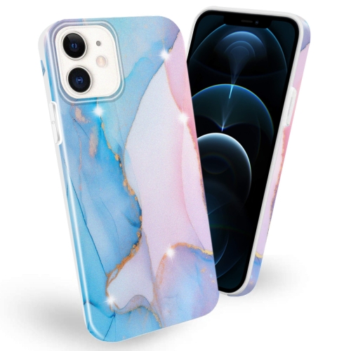 

Frosted Watercolor Marble TPU Protective Case For iPhone 12 Pro Max(Baby Blue)