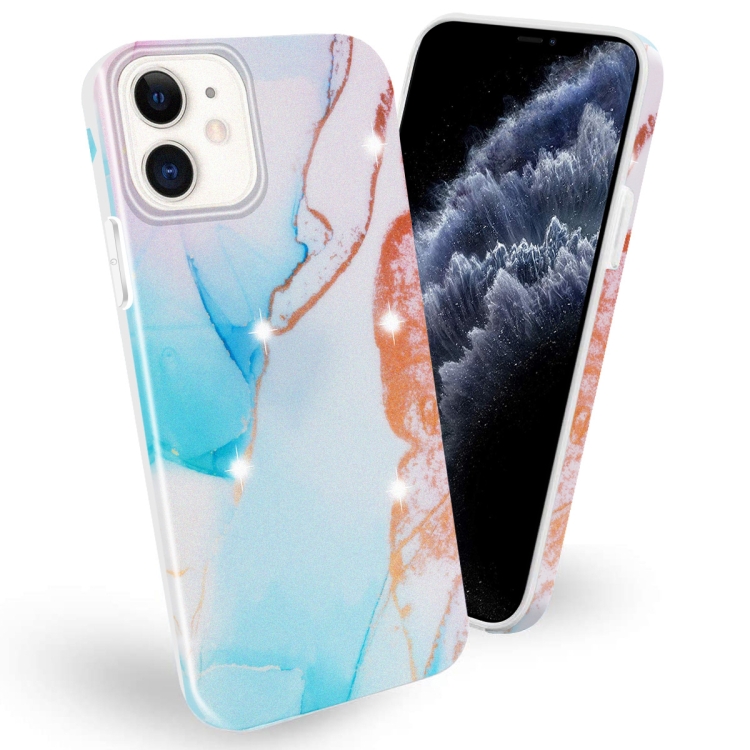 

Frosted Watercolor Marble TPU Protective Case For iPhone 11 Pro(Aqua Blue)