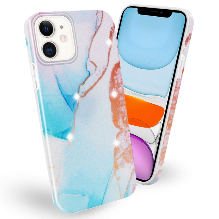 

Frosted Watercolor Marble TPU Protective Case For iPhone 11(Aqua Blue)