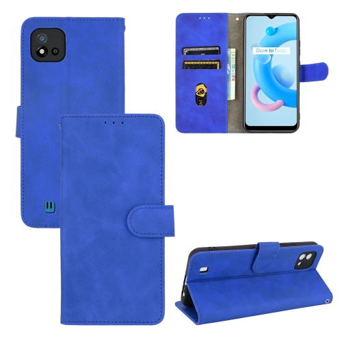 

For OPPO Realme C11 (2021) / Realme C20 Solid Color Skin Feel Magnetic Buckle Horizontal Flip Calf Texture PU Leather Case with Holder & Card Slots & Wallet(Blue)