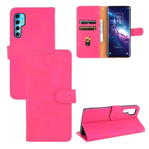 

For TCL 20 Pro 5G Solid Color Skin Feel Magnetic Buckle Horizontal Flip Calf Texture PU Leather Case with Holder & Card Slots & Wallet(Rose Red)