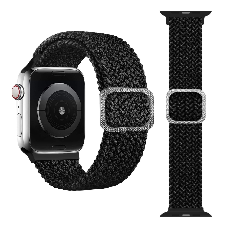 

Buckle Braided Elastic Strap Watchband For Apple Watch Series 6 & SE & 5 & 4 44mm / 3 & 2 & 1 42mm(Black)