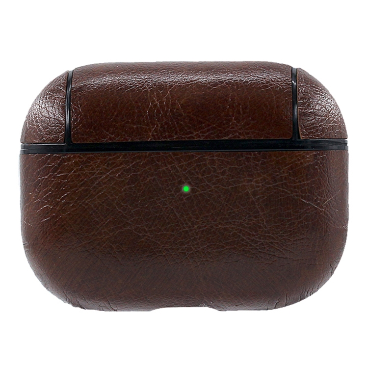 

For Apple AirPods Pro Genuine Leather Wireless Earphone Protective Case(Dark Brown)