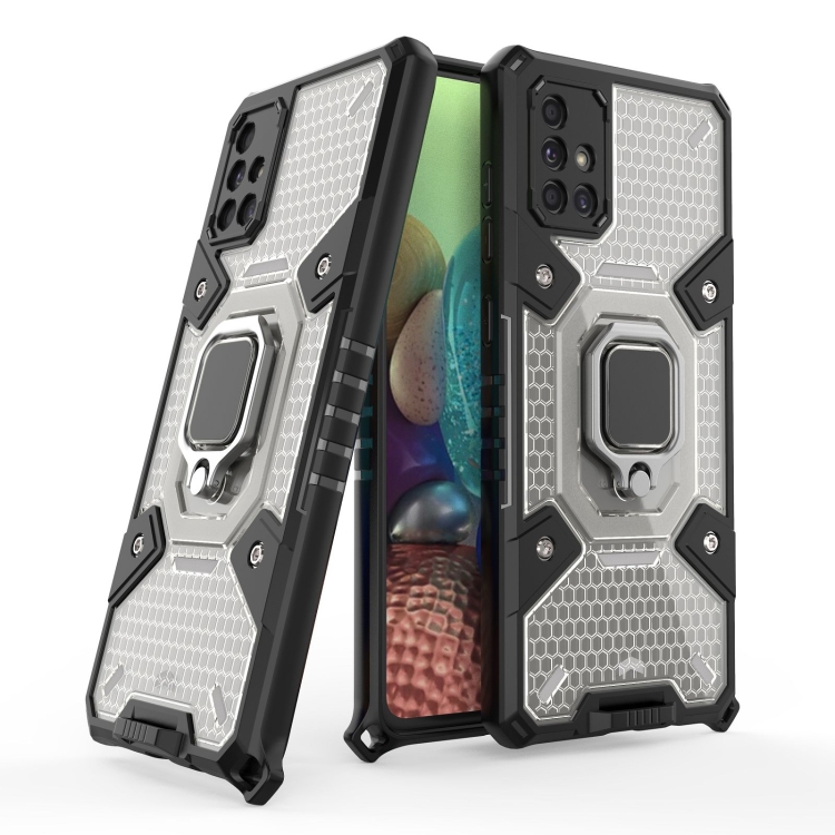 

For Samsung Galaxy A71 Space PC+TPU Ring Holder Protective Case(Silver)