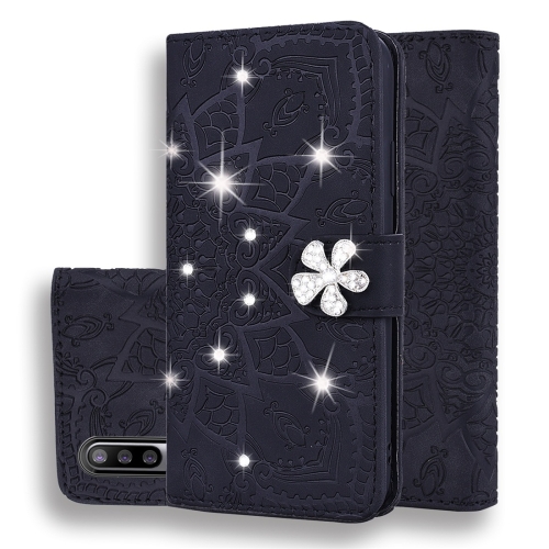 

For Xiaomi Mi A3 / Mi CC9e Calf Pattern Diamond Mandala Double Folding Design Embossed Leather Case with Wallet & Holder & Card Slots(Black)