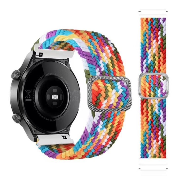 

For Huawei Watch 3 / 3 Pro Adjustable Nylon Braided Elasticity Replacement Strap Watchband(Rainbow)