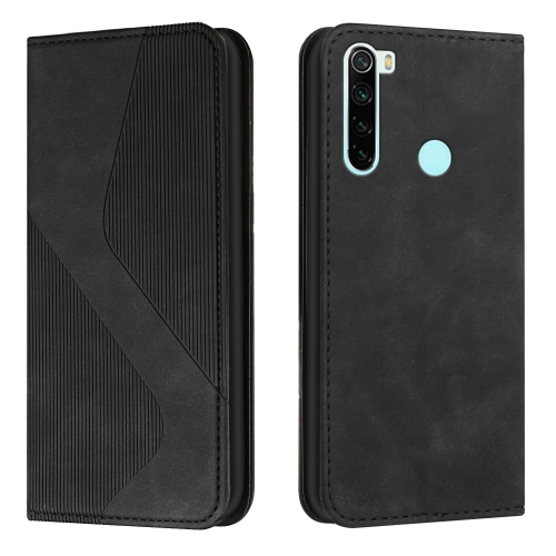 

For Xiaomi Redmi Note 8 Skin Feel Magnetic S-type Solid Color Horizontal Flip Leather Case with Holder & Card Slot & Wallet(Black)