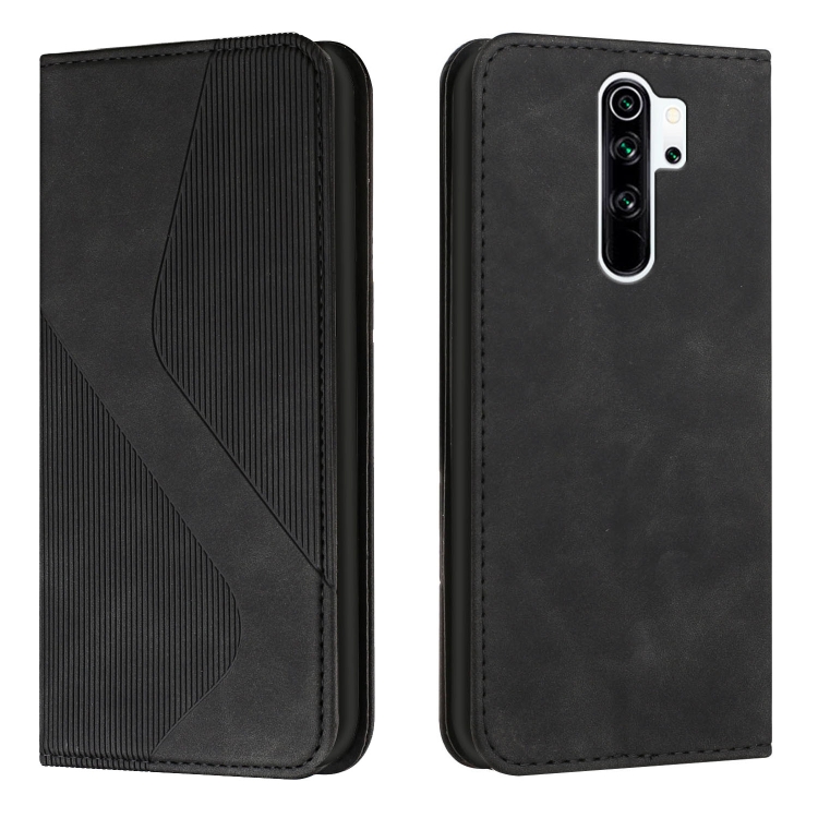 

For Xiaomi Redmi Note 8 Pro Skin Feel Magnetic S-type Solid Color Horizontal Flip Leather Case with Holder & Card Slot & Wallet(Black)