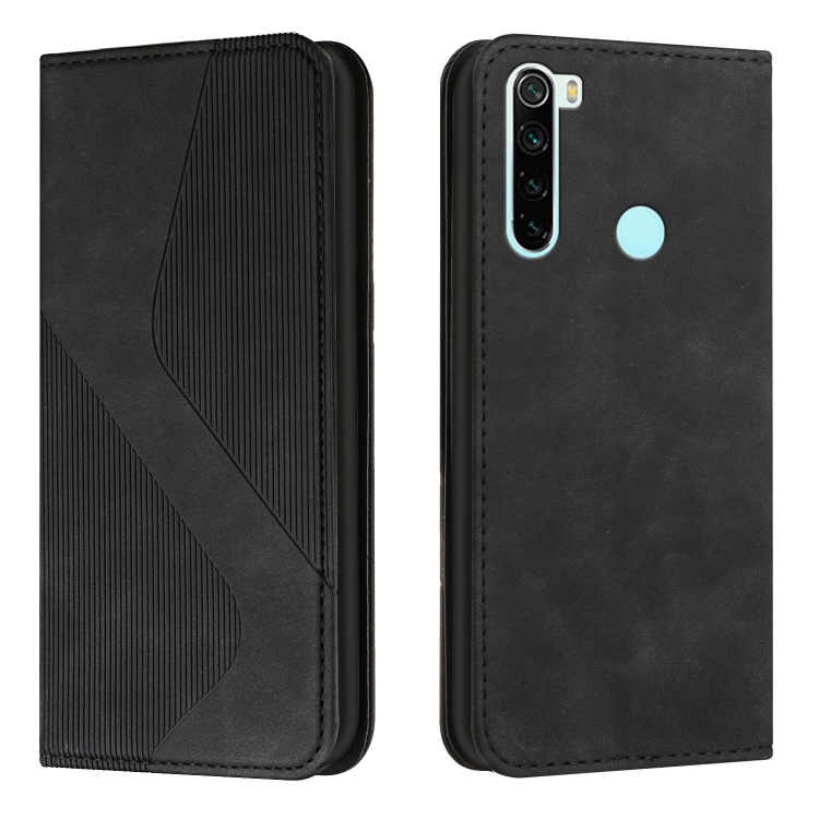

For Xiaomi Redmi Note 8T Skin Feel Magnetic S-type Solid Color Horizontal Flip Leather Case with Holder & Card Slot & Wallet(Black)