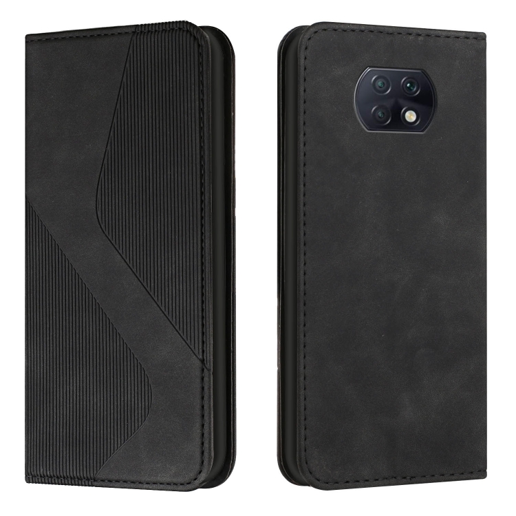 

For Xiaomi Redmi Note 9 5G / Note 9T Skin Feel Magnetic S-type Solid Color Horizontal Flip Leather Case with Holder & Card Slot & Wallet(Black)