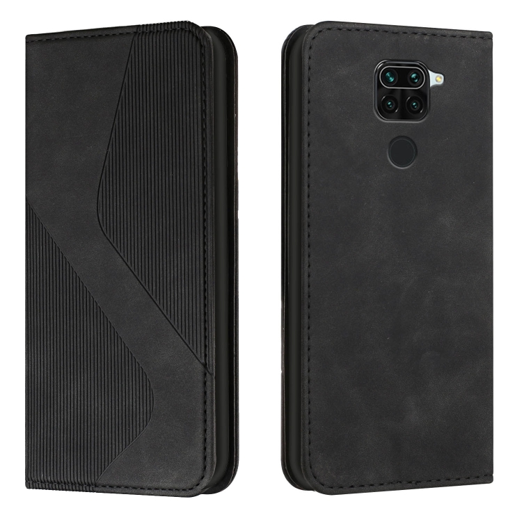 

For Xiaomi Redmi Note 9 / Redmi 10X Skin Feel Magnetic S-type Solid Color Horizontal Flip Leather Case with Holder & Card Slot & Wallet(Black)