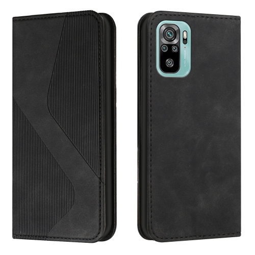 

For Xiaomi Redmi Note 10 4G / Note 10S Skin Feel Magnetic S-type Solid Color Horizontal Flip Leather Case with Holder & Card Slot & Wallet(Black)