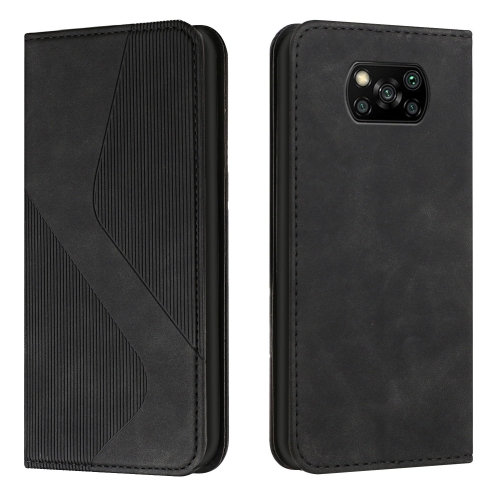 

For Xiaomi Poco X3 NFC Skin Feel Magnetic S-type Solid Color Horizontal Flip Leather Case with Holder & Card Slot & Wallet(Black)