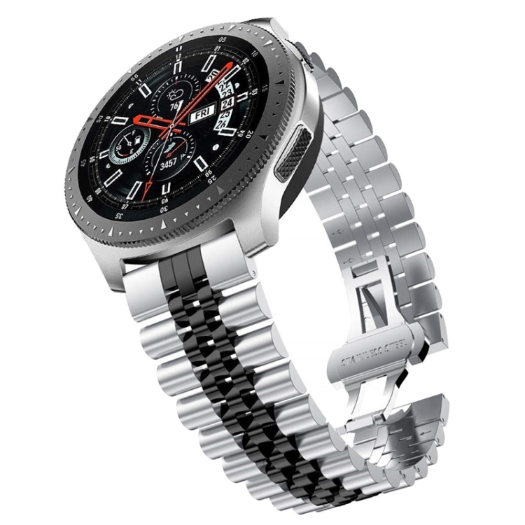 

For Huawei Watch 3 / 3 Pro Five Beads Steel Replacement Strap Watchband(Silver Black)
