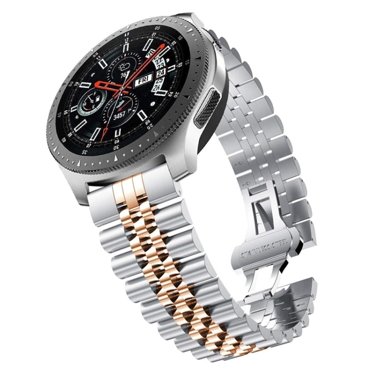 

For Huawei Watch 3 / 3 Pro Five Beads Steel Replacement Strap Watchband(Silver Rose Gold)