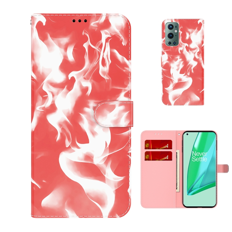 

For OnePlus 9 Pro Cloud Fog Pattern Horizontal Flip Leather Case with Holder & Card Slot & Wallet(Red)