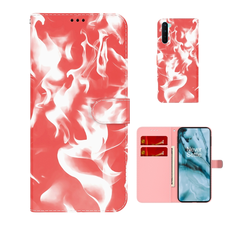 

For OnePlus Nord Cloud Fog Pattern Horizontal Flip Leather Case with Holder & Card Slot & Wallet(Red)
