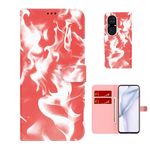 

For Huawei P50 Pro Cloud Fog Pattern Horizontal Flip Leather Case with Holder & Card Slot & Wallet(Red)