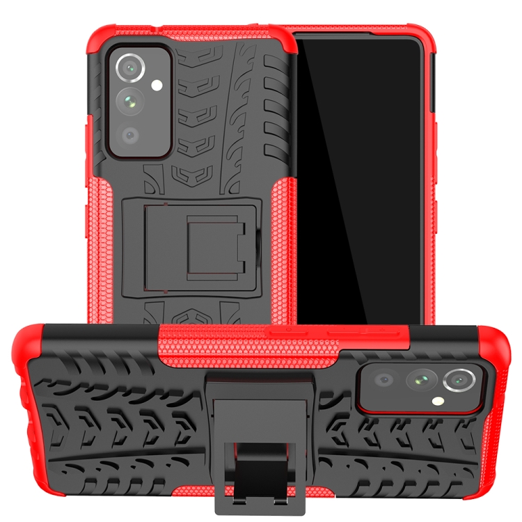 

For Samsung Galaxy A82 Tire Texture Shockproof TPU+PC Protective Case with Holder(Red)