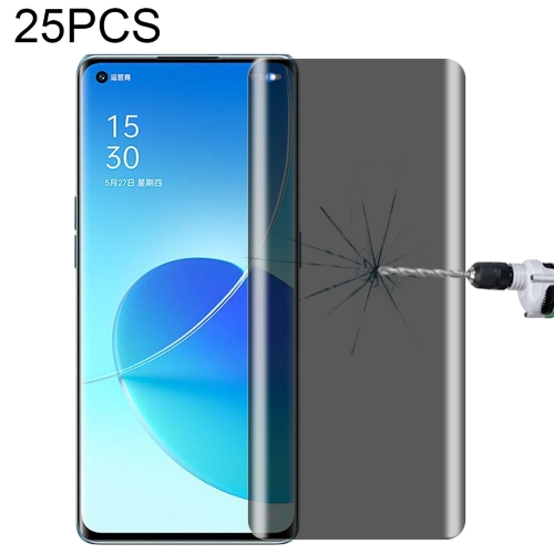 

For OPPO Reno6 Pro 5G 25 PCS 0.3mm 9H Surface Hardness 3D Curved Surface Privacy Glass Film