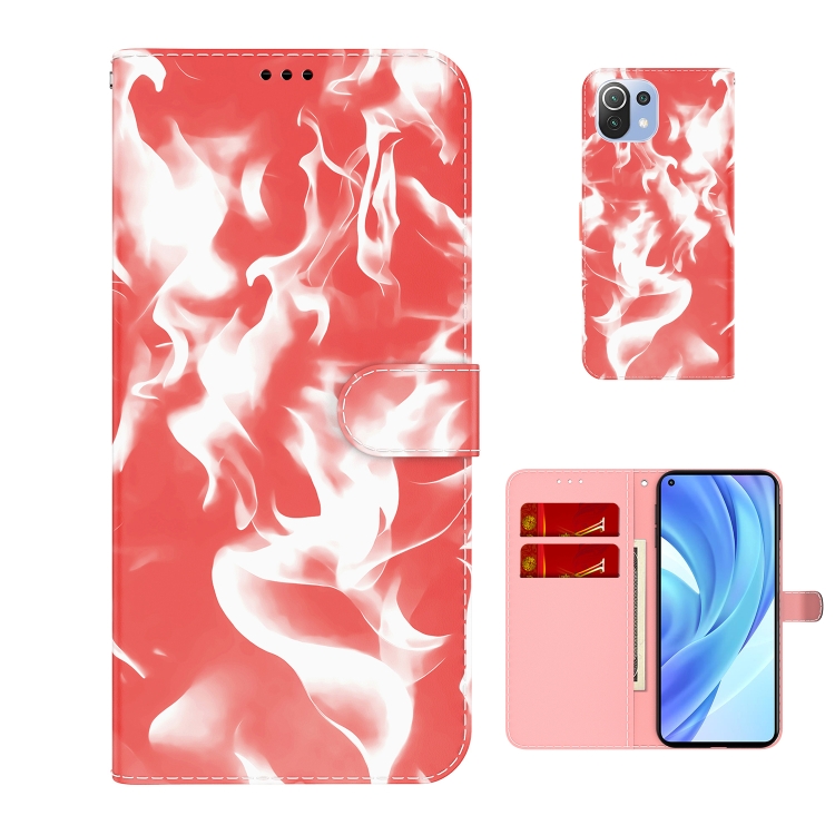 

For Xiaomi Mi 11 Lite Cloud Fog Pattern Horizontal Flip Leather Case with Holder & Card Slot & Wallet(Red)
