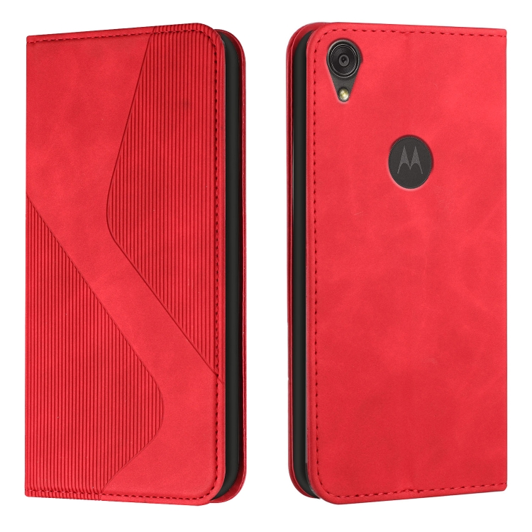 

For Motorola Moto E6 Skin Feel Magnetic S-type Solid Color Horizontal Flip Leather Case with Holder & Card Slot & Wallet(Red)
