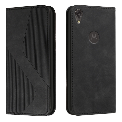 

For Motorola Moto E6 Skin Feel Magnetic S-type Solid Color Horizontal Flip Leather Case with Holder & Card Slot & Wallet(Black)