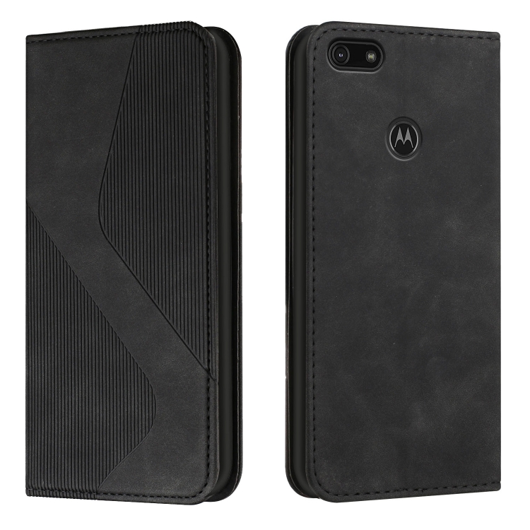 

For Motorola Moto E6 Play Skin Feel Magnetic S-type Solid Color Horizontal Flip Leather Case with Holder & Card Slot & Wallet(Black)