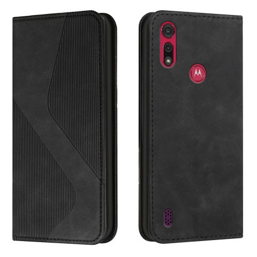 

For Motorola Moto E6s 2020 Skin Feel Magnetic S-type Solid Color Horizontal Flip Leather Case with Holder & Card Slot & Wallet(Black)