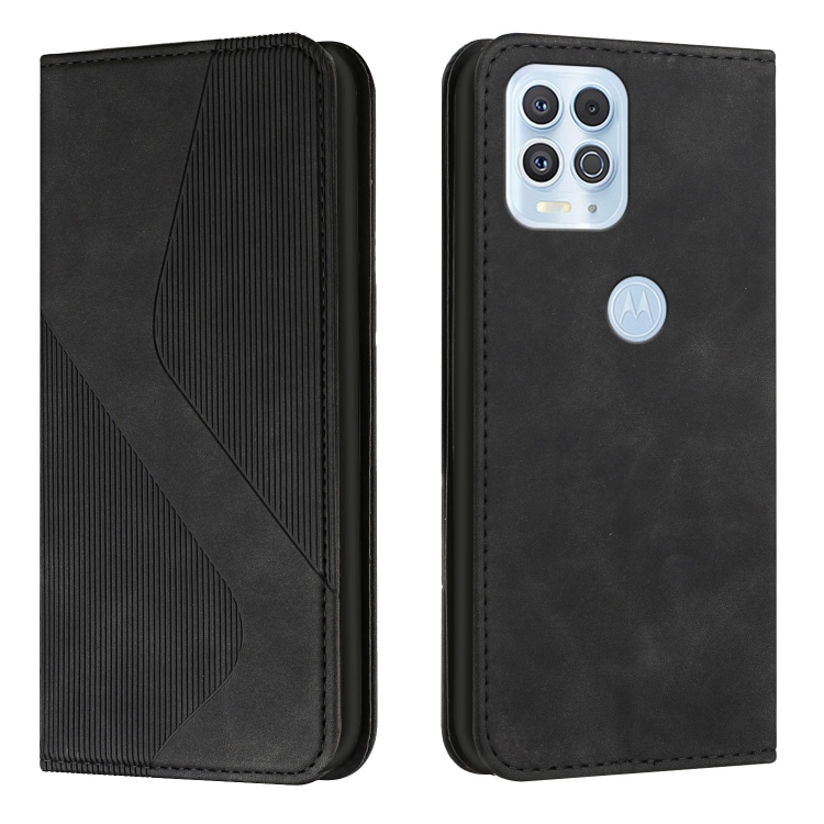 

For Motorola Moto Edge S Skin Feel Magnetic S-type Solid Color Horizontal Flip Leather Case with Holder & Card Slot & Wallet(Black)