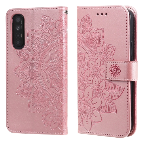 

For OPPO Reno3 Pro 5G / Find X2 Neo 7-petal Flowers Embossing Pattern Horizontal Flip PU Leather Case with Holder & Card Slots & Wallet & Photo Frame(Rose Gold)