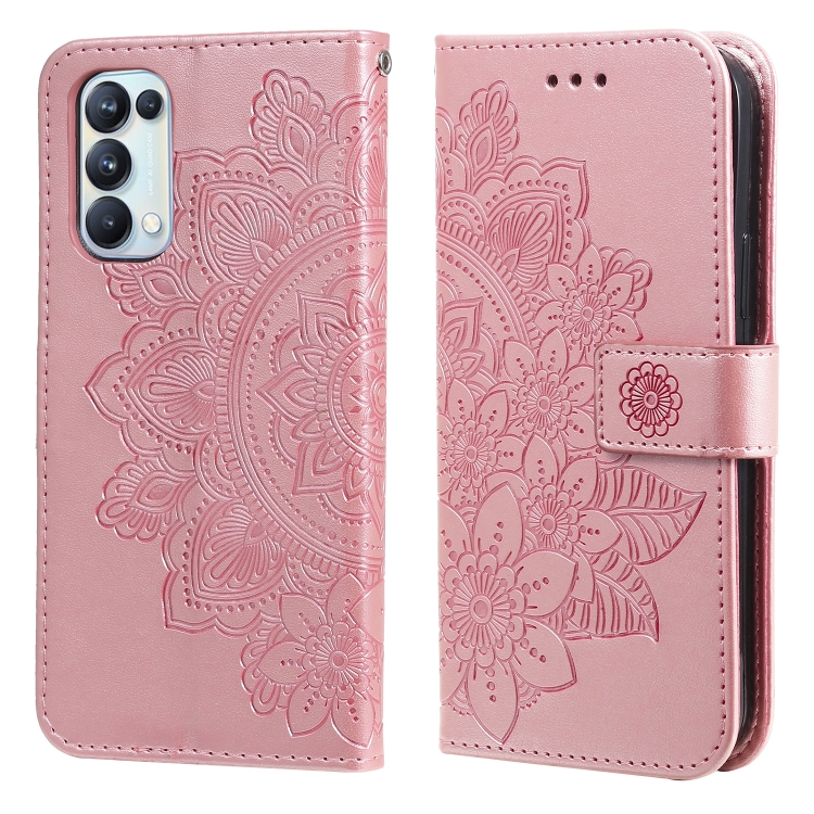 

For OPPO Reno5 5G / 4G / Find X3 Lite 7-petal Flowers Embossing Pattern Horizontal Flip PU Leather Case with Holder & Card Slots & Wallet & Photo Frame(Rose Gold)