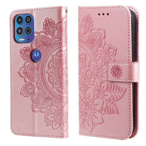 

For Motorola Moto G100 / Edge S 7-petal Flowers Embossing Pattern Horizontal Flip PU Leather Case with Holder & Card Slots & Wallet & Photo Frame(Rose Gold)