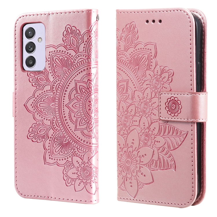 

For Samsung Galaxy A82 5G 7-petal Flowers Embossing Pattern Horizontal Flip PU Leather Case with Holder & Card Slots & Wallet & Photo Frame(Rose Gold)