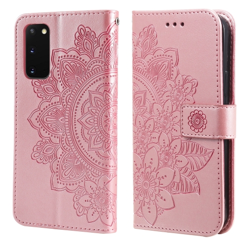 

For Samsung Galaxy S20 FE 7-petal Flowers Embossing Pattern Horizontal Flip PU Leather Case with Holder & Card Slots & Wallet & Photo Frame(Rose Gold)