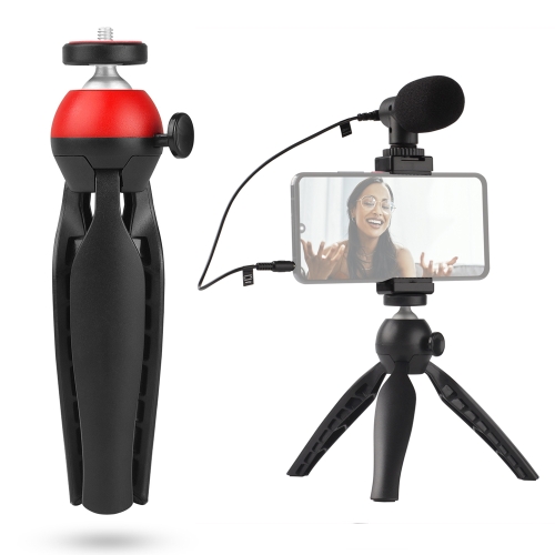 

ADAI VK-01 Live Broadcast Video Shooting Mobile Phone Microphone Tripod Set for 3.5mm Audio Input Device(Red)