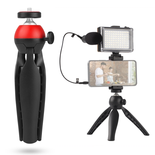 

ADAI VK-03 Live Broadcast Video Shooting Mobile Phone LED Fill Light Microphone Tripod Set(Red)