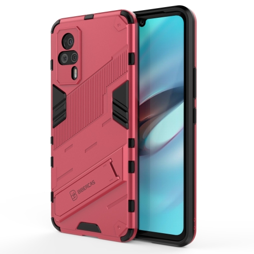 

For vivo S9e Punk Armor 2 in 1 PC + TPU Shockproof Case with Invisible Holder(Light Red)