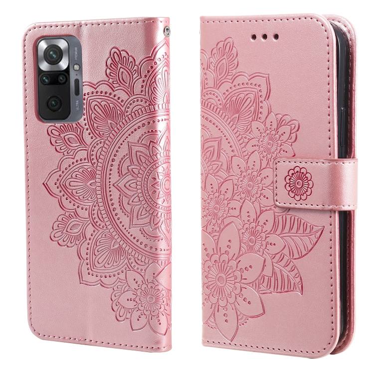 

For Xiaomi Redmi Note 10 Pro / Note 10 Pro Max 7-petal Flowers Embossing Pattern Horizontal Flip PU Leather Case with Holder & Card Slots & Wallet & Photo Frame(Rose Gold)