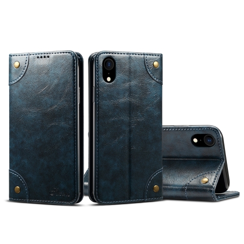 

For iPhone XR Baroque Simple Horizontal Flip Leather Case, with Holder & Card Slots & Wallet(Blue)
