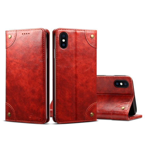 

For iPhone XS Max Baroque Simple Horizontal Flip Leather Case, with Holder & Card Slots & Wallet(Red)