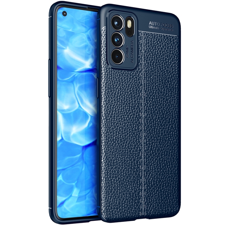

For OPPO Reno6 5G Litchi Texture TPU Shockproof Case(Blue)