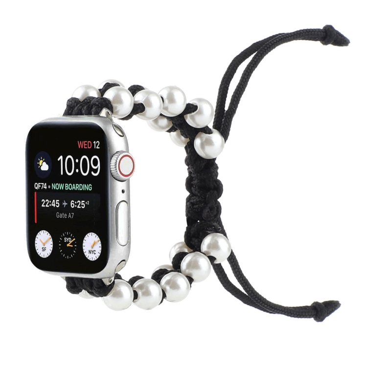 

Umbrella Rope Bead Nylon Replacement Watchbands For Apple Watch Series 6 & SE & 5 & 4 40mm / 3 & 2 & 1 38mm(Black)